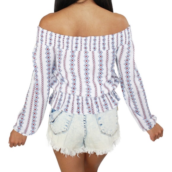 NWT Anthropologie Moon River Off Shoulder Americano Nautical Top - Picture 6 of 7